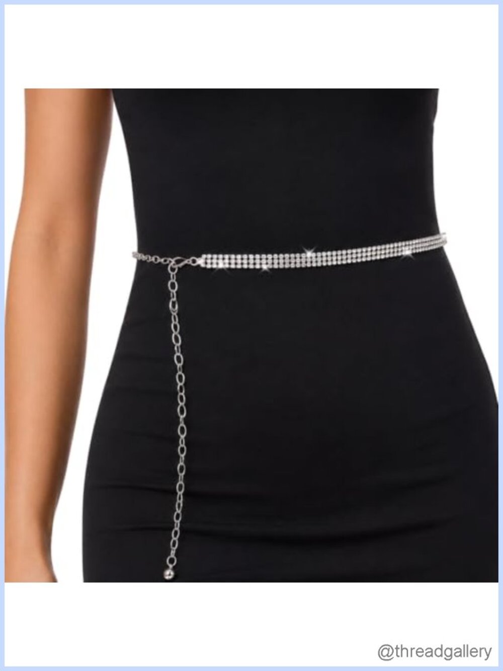 Rhinestone Chain Belt Adjustable Sparkly Waist Belt for Dress